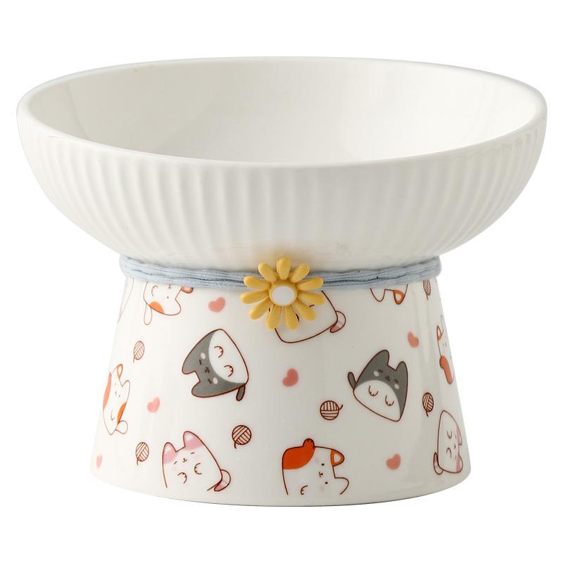 Ceramic Cat Bowl Anti Black Chin Non Spill Water Dish Pet Food Feeder for Cats and Dogs