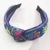Pretty Boho Floral Embroidery Tape Headband for Lady Girls Shopping Party Headpiece Top Bow Knot Hairband for Women Head Wears