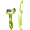 SINBINTA Vegetable and Fruit Peeler Set of 2, Stainless Steel/PP, 14x7.1cm/18x5.2cm, Ergonomic Non-Slip Handle, Easy To Clean, Green