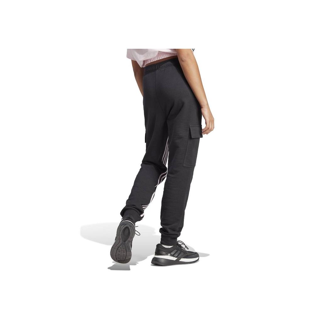 Adidas Solid Color Side Stripe Letter Print Elastic Cuffed Knit Sports Pants Women Bottoms Black IB4750