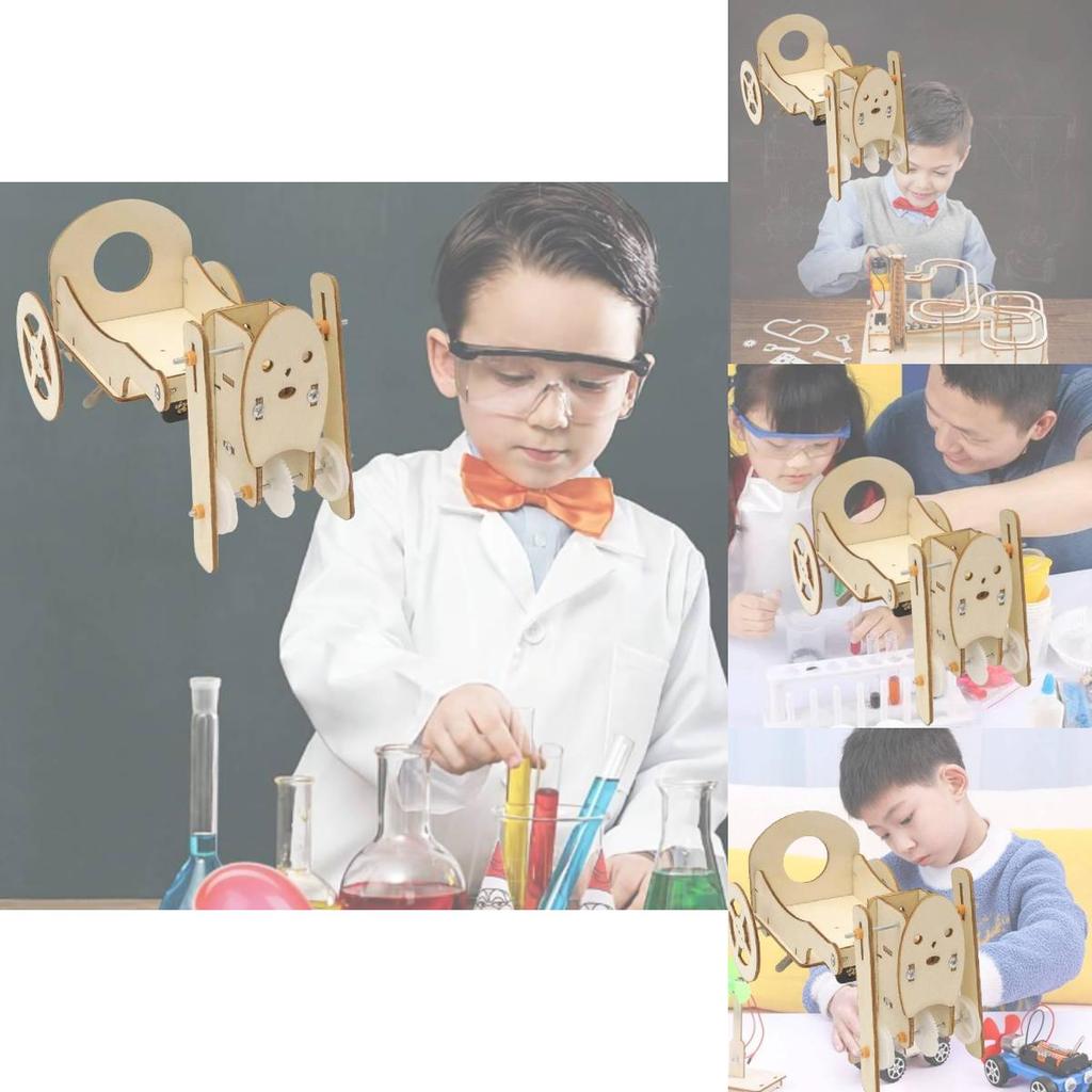 Wooden Diy Robot Pull Car Creative Science Experiment Toy For Grade 5 Students Steam Education