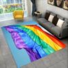 Illusion Regnbue Kromatisk Farge Områdeteppe, Teppe for Hjem Stue Soverom Sofa Dørmatte Dekor, barn Sklisikker Gulvmatte 3D