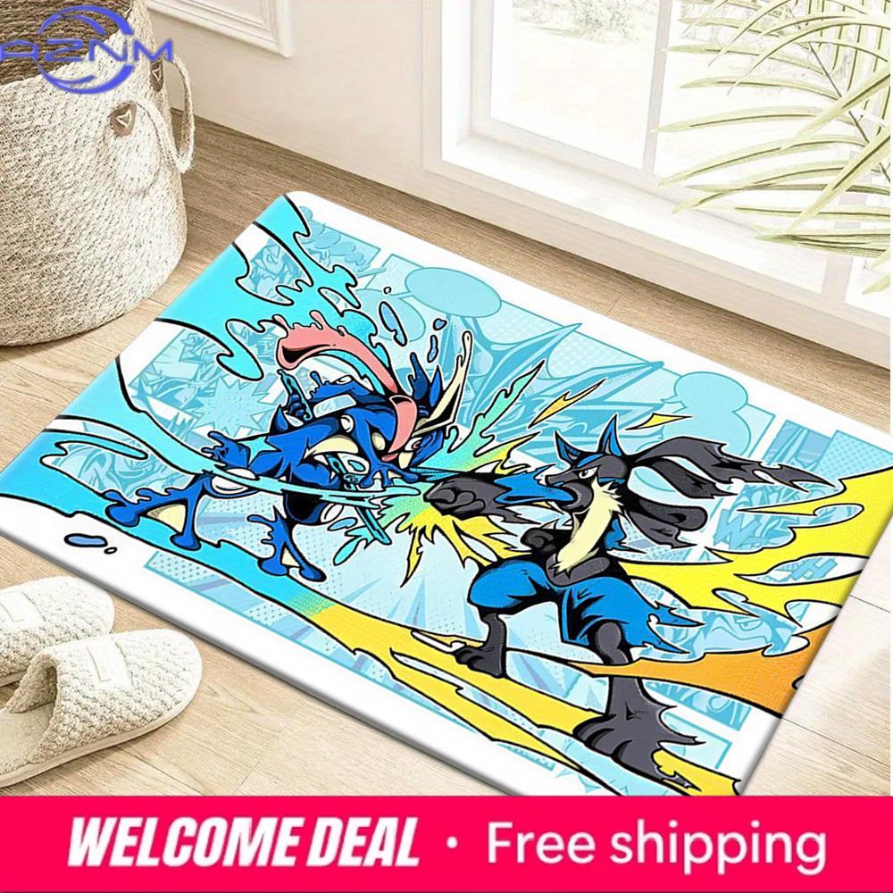 Pokemon Greninja vs Lucario Battle Print Non-slip Doormat, Soft Absorbent Floor Rug for Home Decor 40x60cm