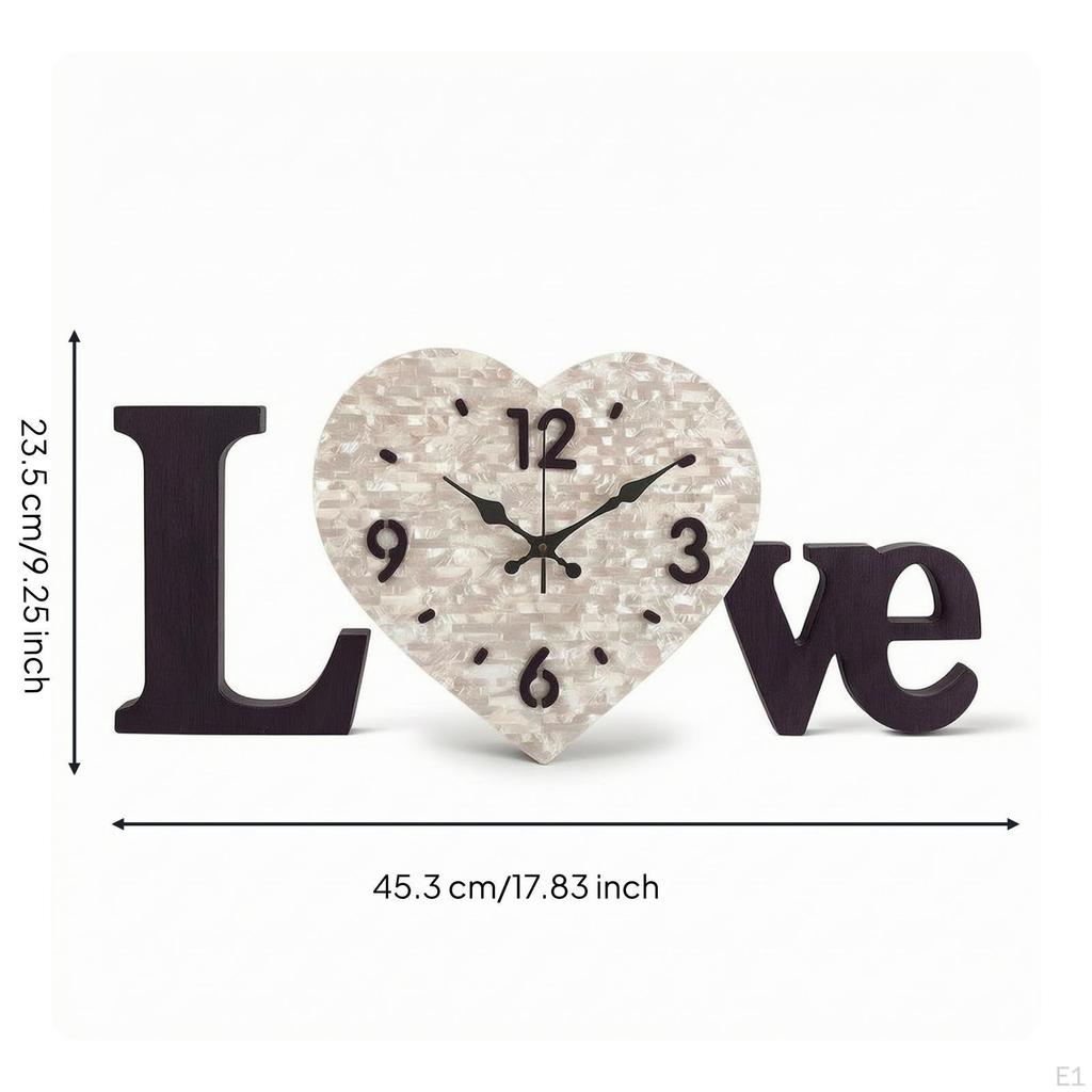 LOVE Letter Wall Clock Silent with Letters Acrylic for Bedroom, Living Room, Wedding