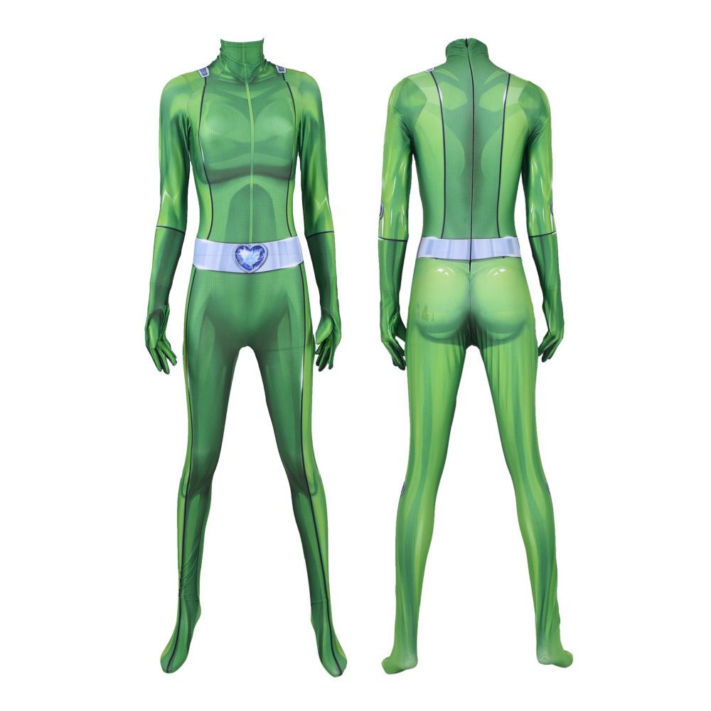 Costume Cosplay Totally Spies pour Femmes Adultes Impression 3D Clover Ewing Combinaison Zentai Halloween Alexandra Combinaison Cosplay Height 170cm green