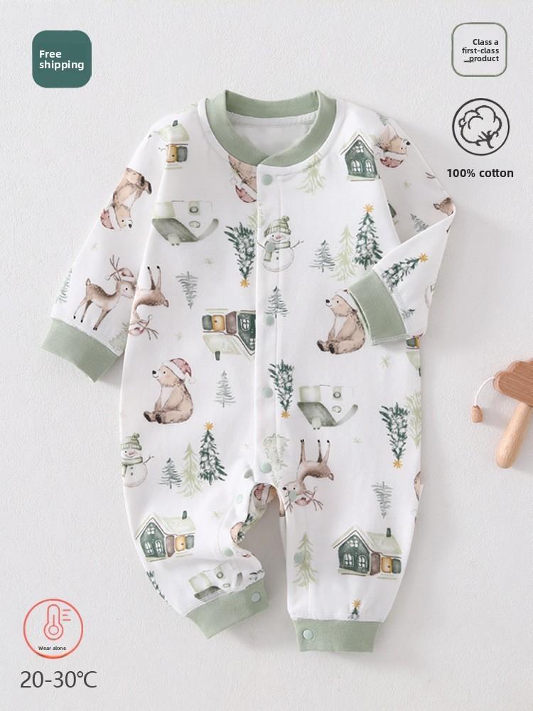 Baby Romper Spring Autumn Cotton Short Sleeve With No Bone Construction For Newborns And Infants