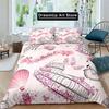 Eiffel Tower Duvet Cover Romantic Couple Flower King Comforter Cover Microfiber France Paris Cityscape Bedding Set For Girl Teen