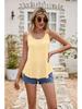 2023 Summer Women's Solid Color Button Camisole with Hollow Out Design