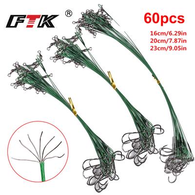 60 pezzi 16 cm/20 cm/23 cm tre misure miste anti-morso filo da pesca in acciaio filo di piombo accessori per la pesca nucleo di piombo corda di traino pesca