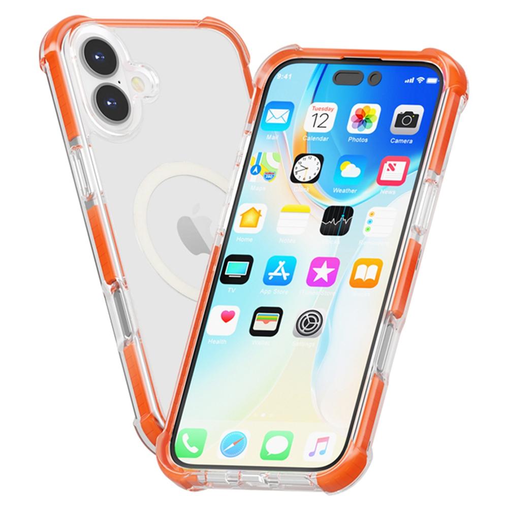 

For iPhone 17 Case Compatible with MagSafe Reinforced Corners TPU+Acrylic+TPE Phone Cover Orange