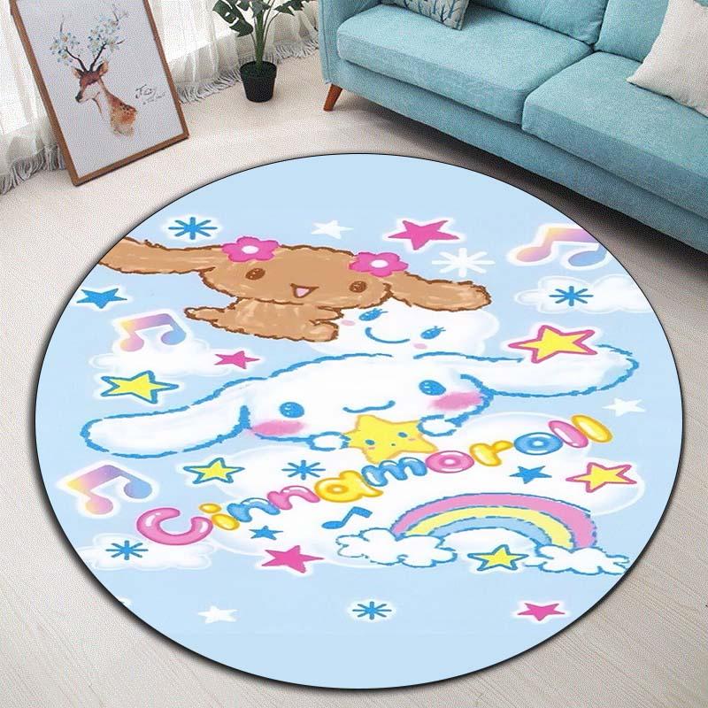 The My Melody and Cinnamoroll Cartoon Round Rug Can Be Used To Decorate Living Rooms, Bedrooms, Sofas, and Playrooms;