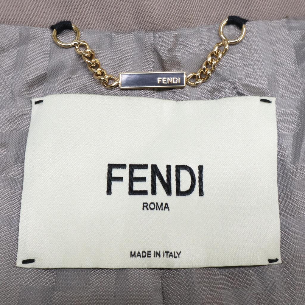 FENDI Domestic regular 23 year old FF6012ARU5 Wool cotton single-breasted long coat 38 greigeUsed