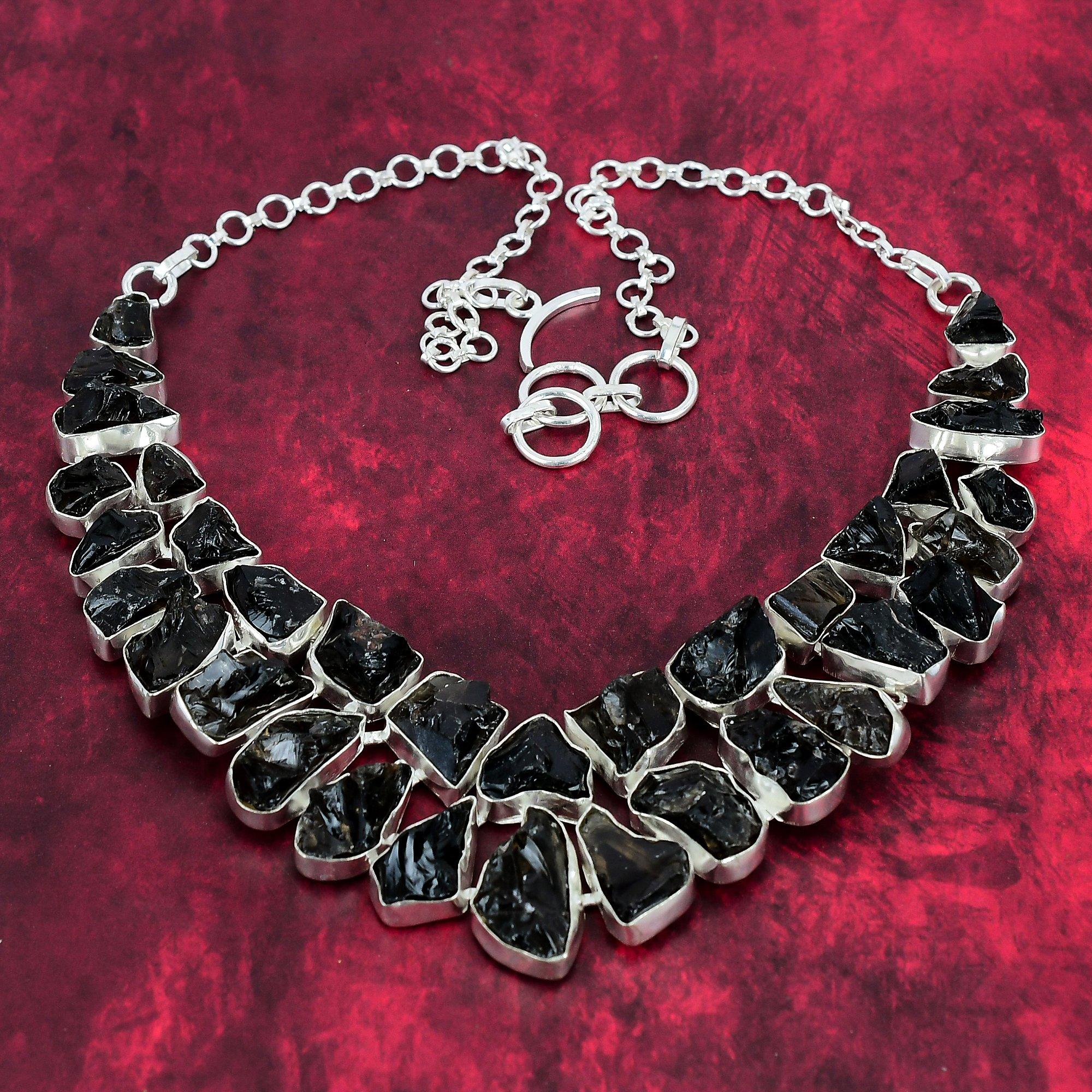 

Ожерелье ручной работы с красивым дымчатым топазом и грубыми драгоценными камнями, ожерелье из стерлингового серебра 925 пробы, для подарка на помолвку Adjustable with 18 inches коричневый