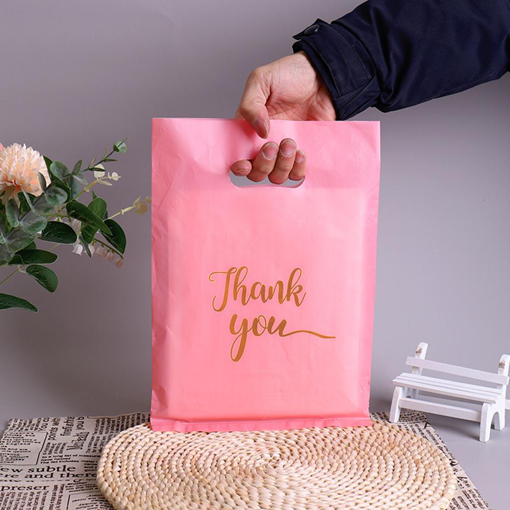 100Pcs Thank You Gift Bags Plastic Wedding Birthday Party Treat Bags Favors Small Business Shopping Candy Cookie Packaging