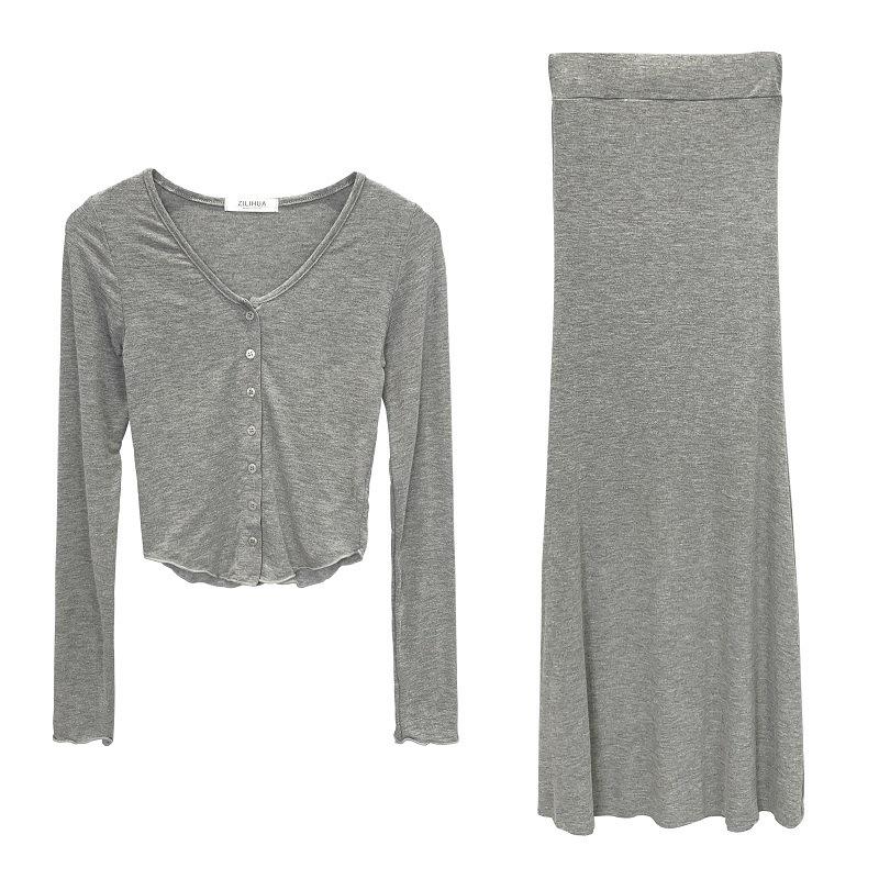 Dongdaemun Slimming Cardigan & Fishtail Skirt Set for Women
