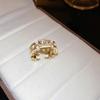 Gold Index Finger Zircon Combination Stacked Open Ring White Enamel Fashion Personality Light Luxury High-End Women