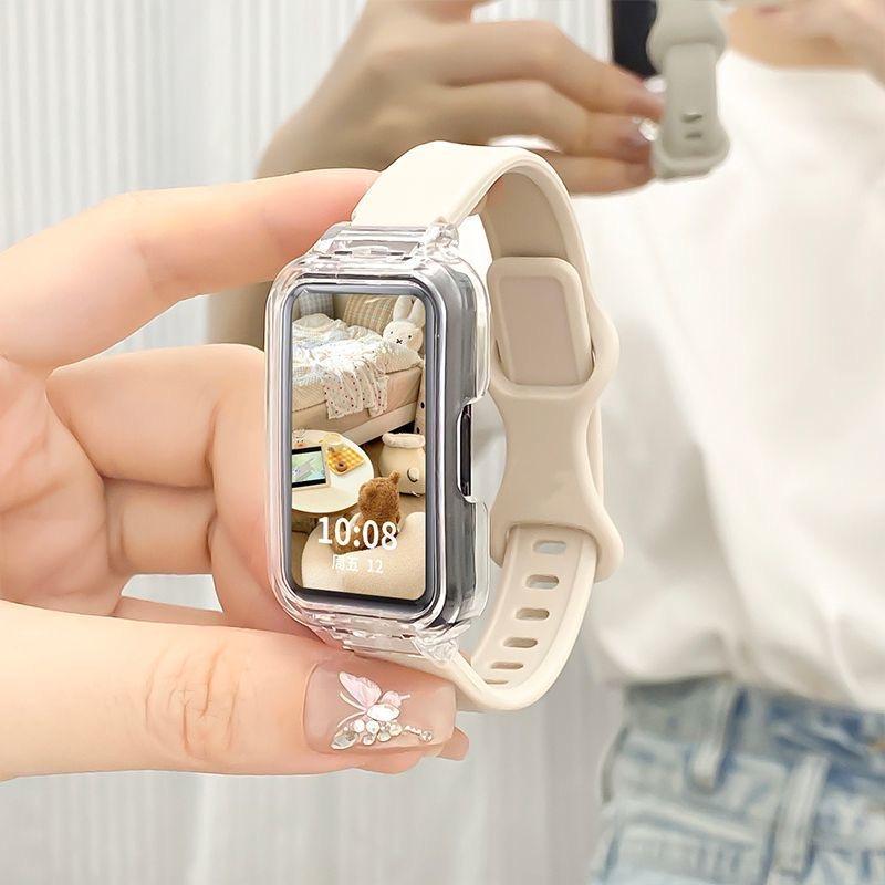 Transparente Hülle+Armband für Huawei Band 10/9/8 Zubehör Sport Silikonarmband pulseira correa für Huawei Band 10 9 NFC/8 NFC