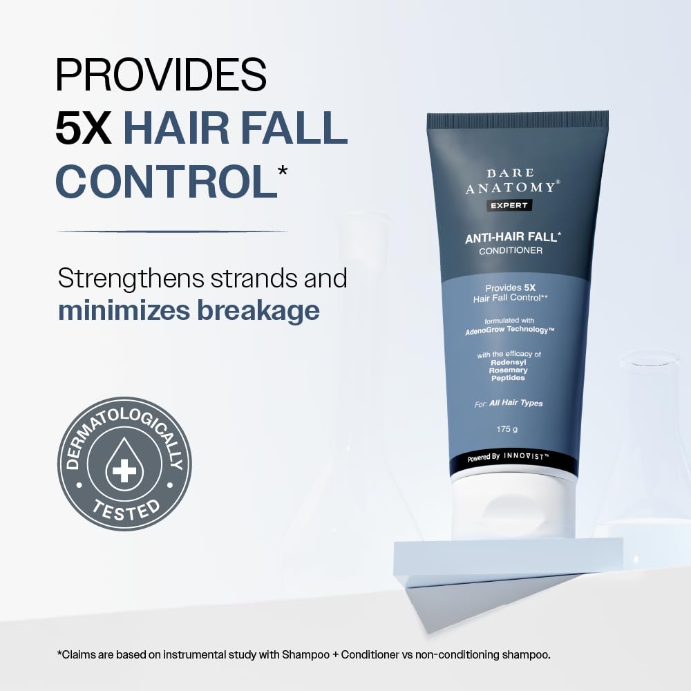 Bare Anatomy Anti-Hair Fall Conditioner for Hair Fall with Redensyl, Rosemary & Peptides | Reduces Hair Thinning & Breakage | Strengthens Hair, Red