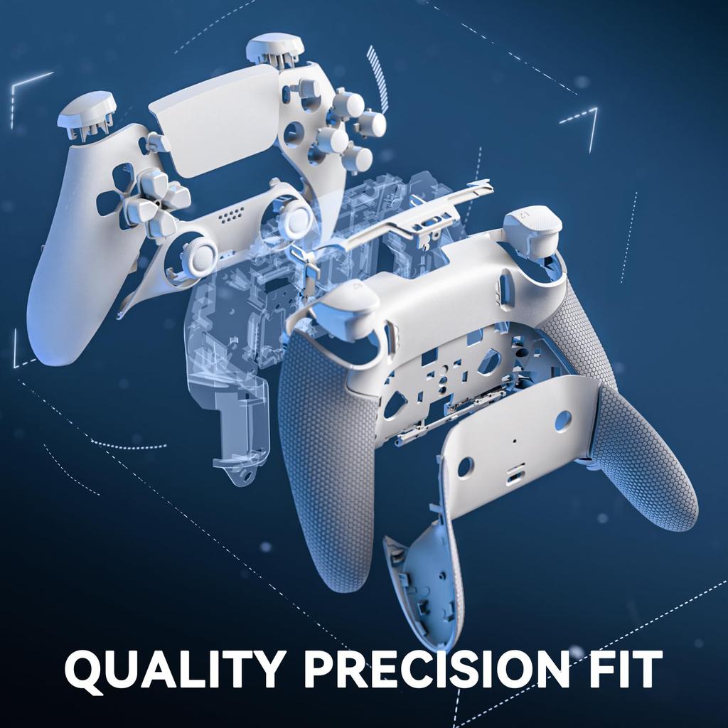eXtremeRate PS5 Edge Controller Compatible Full Set Shell Button Rubber Grip Bottom Front and Rear Decorative Interchangeable Custom Replacement