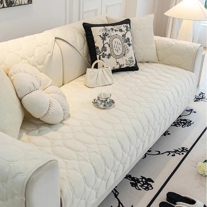 Nordic Crystal Velvet Sofa Cushion Four All Seasons Universal And New Product Sofa Cushion Cream Texture Anti Slip Cover Towel