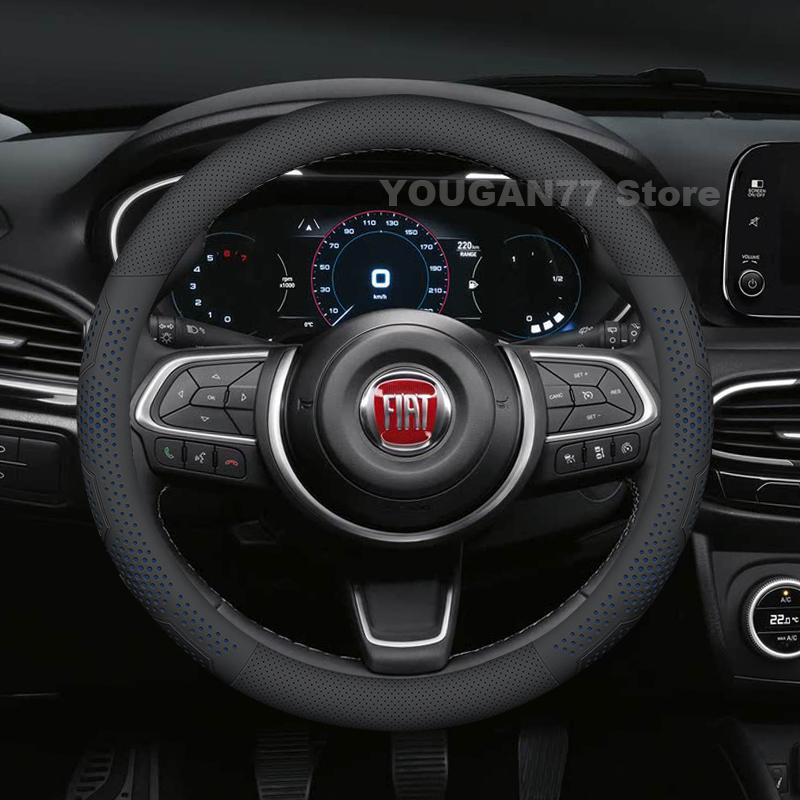 Leather Car Steering Wheel Cover For Fiat Tipo 500x Scudo 2017-2022 2023 Covers For Covers Auto interior Fiat Dobio Accessories