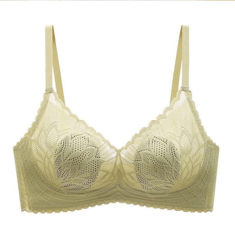 Ultra-thin model without steel ring, breathable and seamless, comfortable and breathable support, lace gathering bra