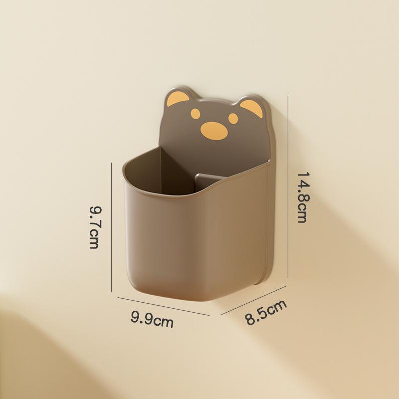 

Креативная мультяшная корзина для хранения в виде медведя для кухни и ванной комнаты, не требует сверления Small коричневый