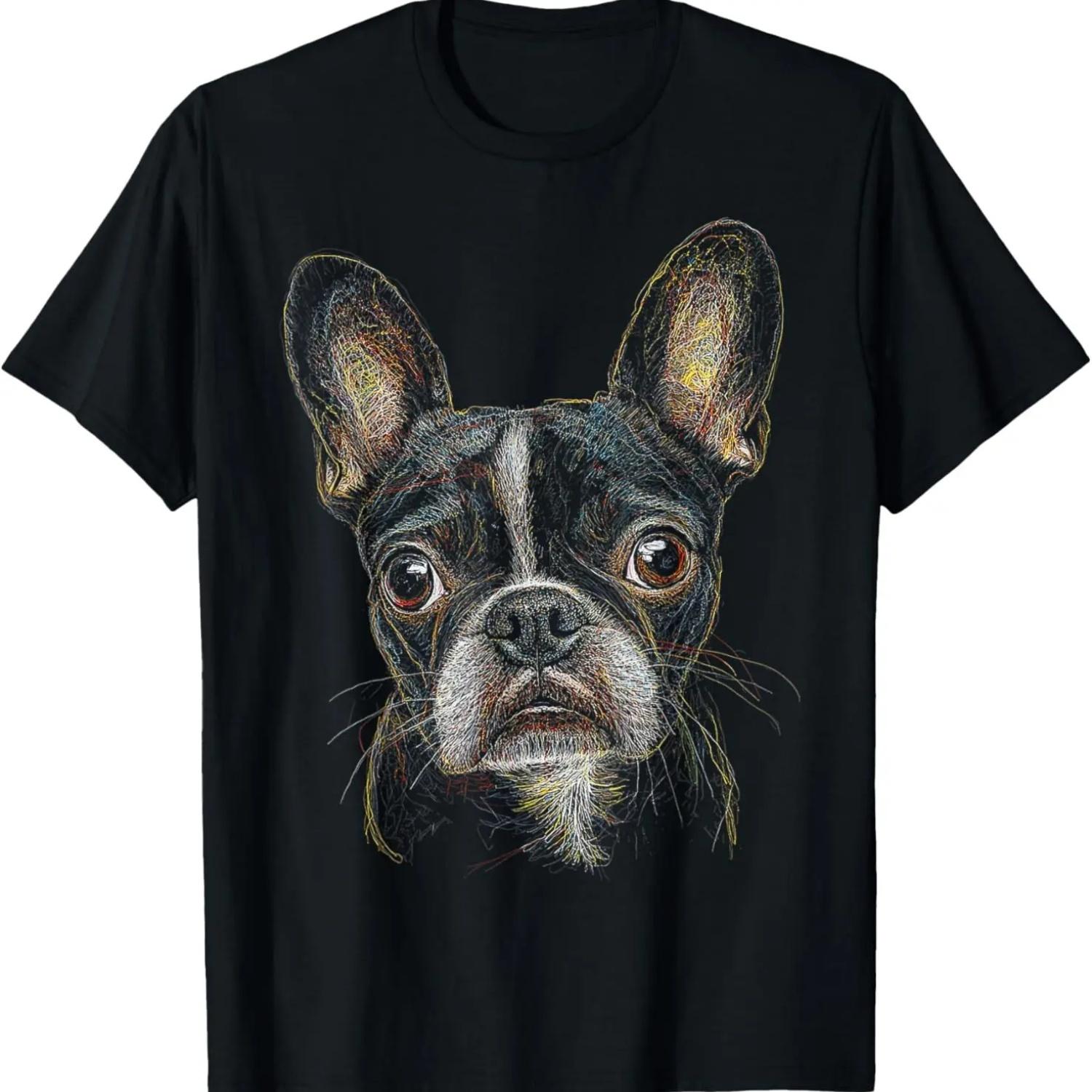 Boston Terrier Dog Motif Pet Art Boston Terrier T-Shirt S чёрный