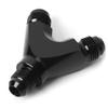 Aluminum Alloy 3 Way Fitting Adapter Y Type AN6 6AN Male to 2X AN6 6AN Male Black