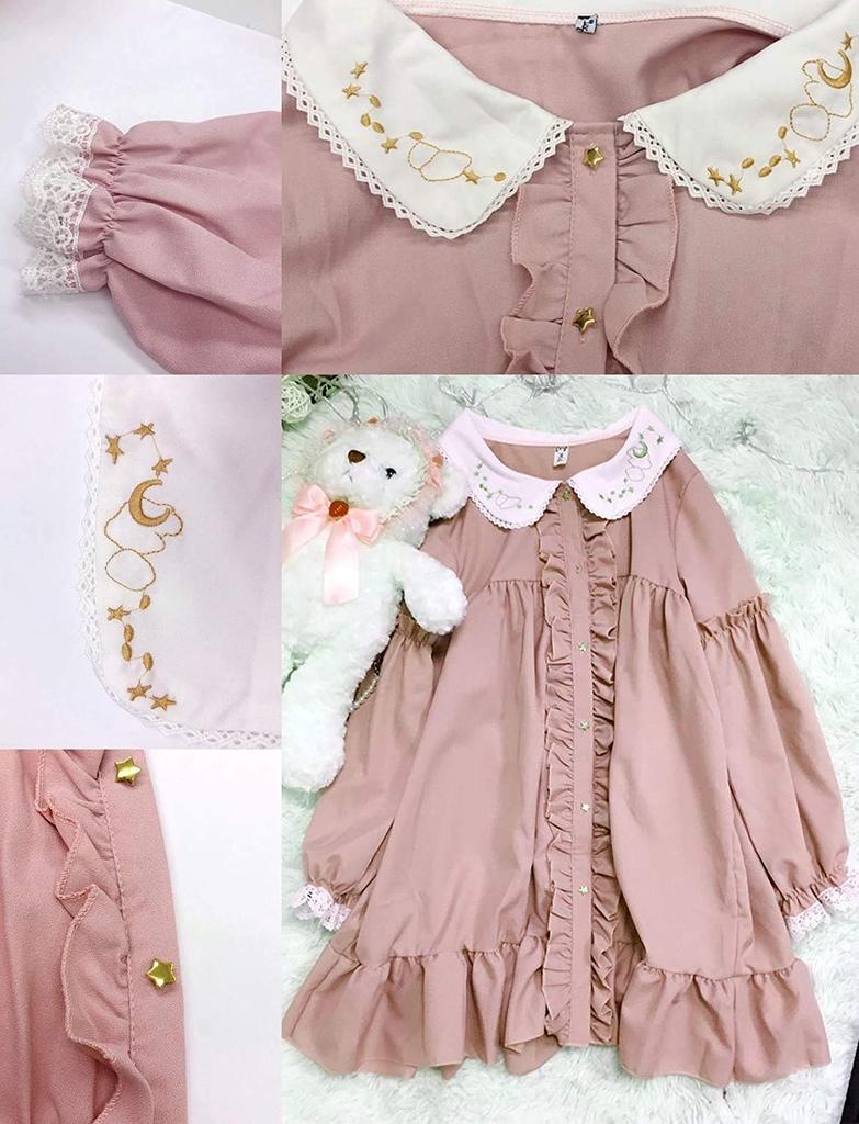 Lady Lazy Lolita Rochie cu mânecă lungă Fusta dintr-o bucată deasupra genunchiului Loli Frill Costume Photography Sweet Loli Princess Cosplay Anime Crossdressing