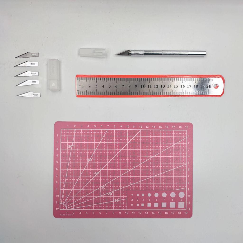 A3/A4/A5 Cutting Board & Stationery Set: Engraving Pen, Ruler, Carving Knife, Mat Board - Multi-piece Handmade Craft Kit