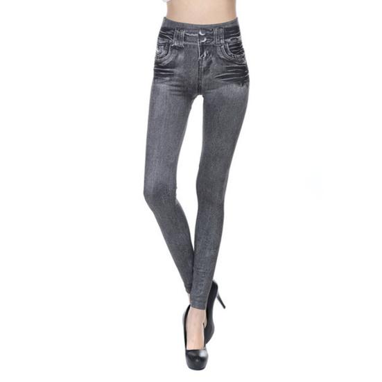 Women Yoga Pants High Waist Slim Fit Butt Lifting Leggings Imitation Jeans Seamless Trousers Skinny