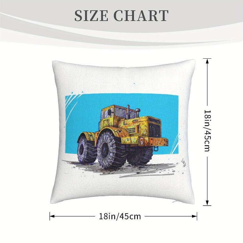 Short Plush Vintage Kirovets Tractor Pillowcase 18x18 Inch Double Sided Printed Farmhouse Decor Cushion Cover Zipper
