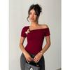 2025 Women's Elegant Simple Sloped Shoulder Top Women's T-Shirt