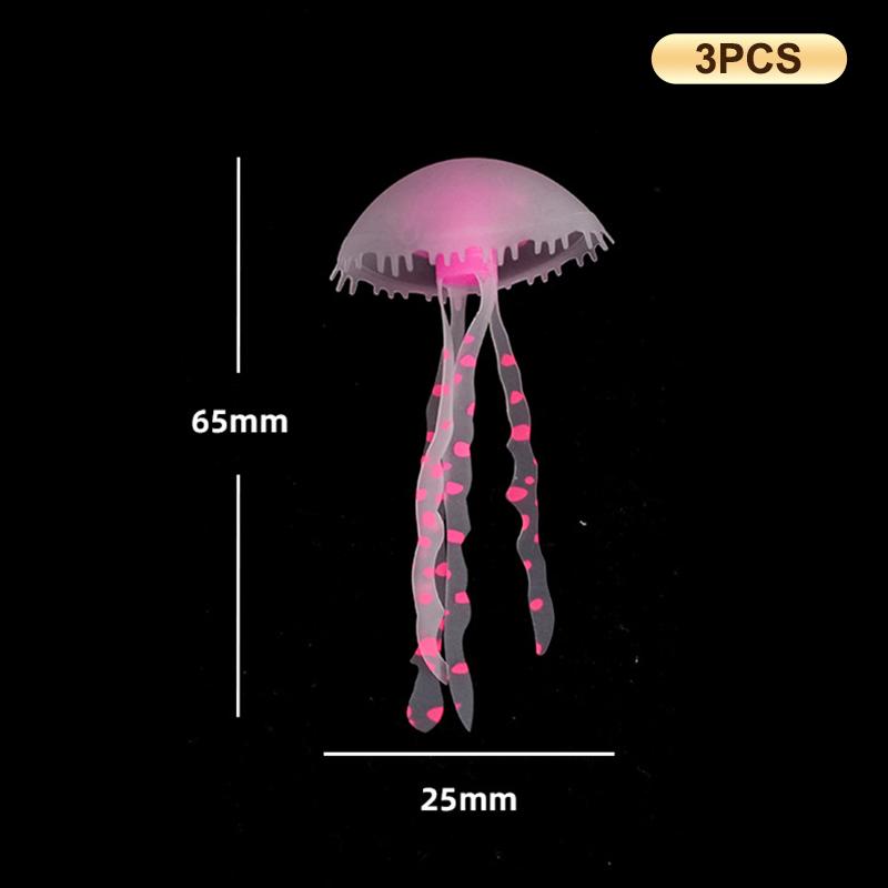 3Pcs Artificial Glowing Fluorescent Jellyfish Aquarium Decoration Fish Tank Underwater Plant Marine Aquatic Landscape Ornament