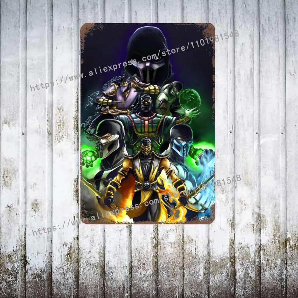 Mortal Kombat Iconic HD Plakat Plakat Vintage Tin Sign Metal Sign Dekoracyjna tabliczka do Pub Bar Man Cave Club Dekoracja ścienna