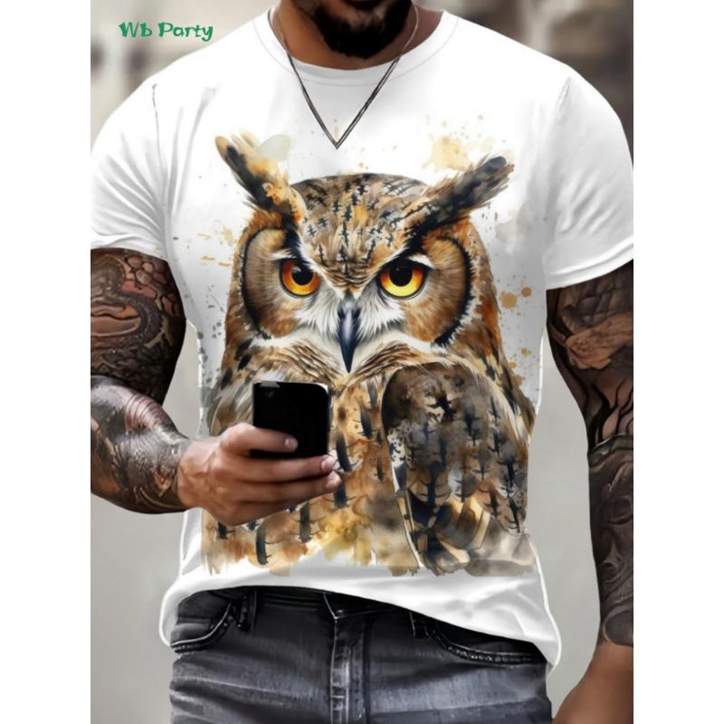 Lustiges 3D-Tier Herren-T-Shirt Sommer Street Herren Kurzarm-T-Shirt Rundhals Herren-T-Shirt Vielseitige Übergroße Herrenbekleidung