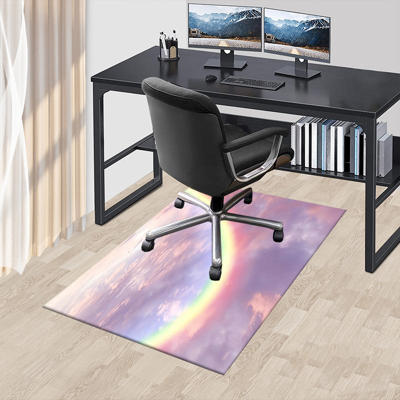 rainbow cloud Crystal Velvet chair mat Area Rug - Non-Slip, Floor Mat, Office Desk Chair Rugs, Bedroom Decor.Christmas Gift-1106176