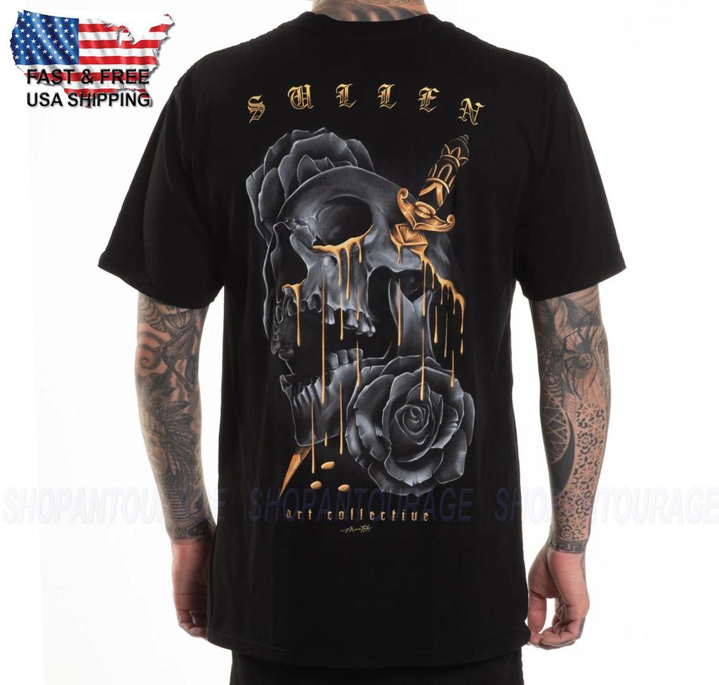 Unisex Graphic T-shirt Sullen Art Collective Golden Tears Premium SCM7055 Short Sleeve T-shirt For Men