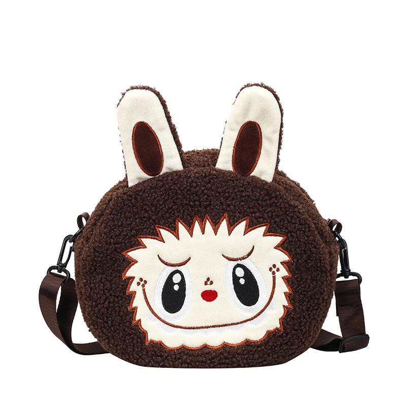2025 New Popular Bubble Mart Oblique Span Bag Large Capacity Soft Touch Short Plush Children Shoulder Bags Ugly Cute Cartoon Kid Storage Crossbody Bag