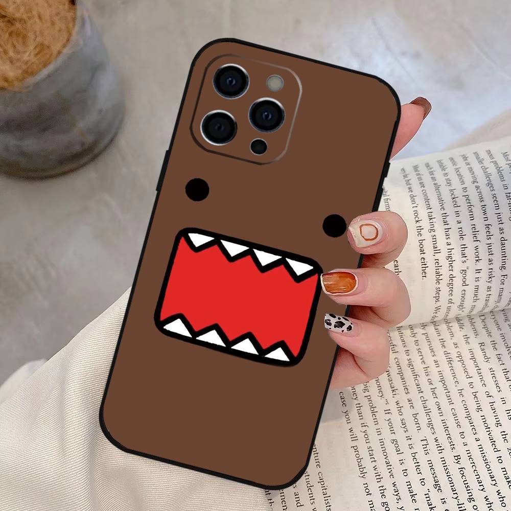 

Super cute Domo-kun Phone Case For iPhone 17,16,15,14,13,12,11 Plus,Pro Max,XS,Soft Silicone Black Cover iPhone17Pro