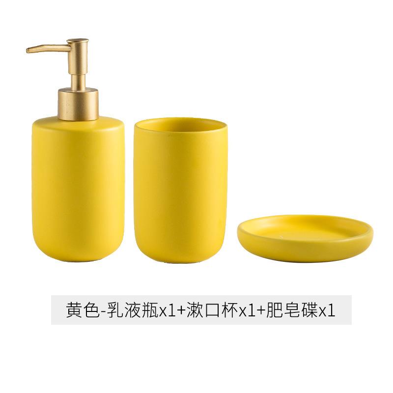 Ensemble simple en céramique pour salle de bain Lavabo Articles de salle de bain Tasse à bain pour la bouche Porte-savon Flacon de désinfectant pour les mains Kit de gobelets à brosse à dents