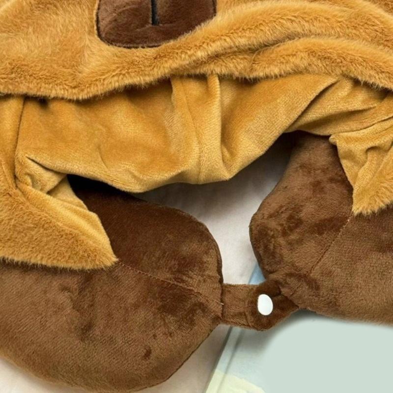 Soft and Plushie Hooded Neck Pillow Anime Figure Hooded Ushaped Pillow Portable
