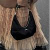 Vintage-Inspired Chic Black Crescent Shoulder Bag | Zip Closure, Fashionable Underarm Handbag for Women