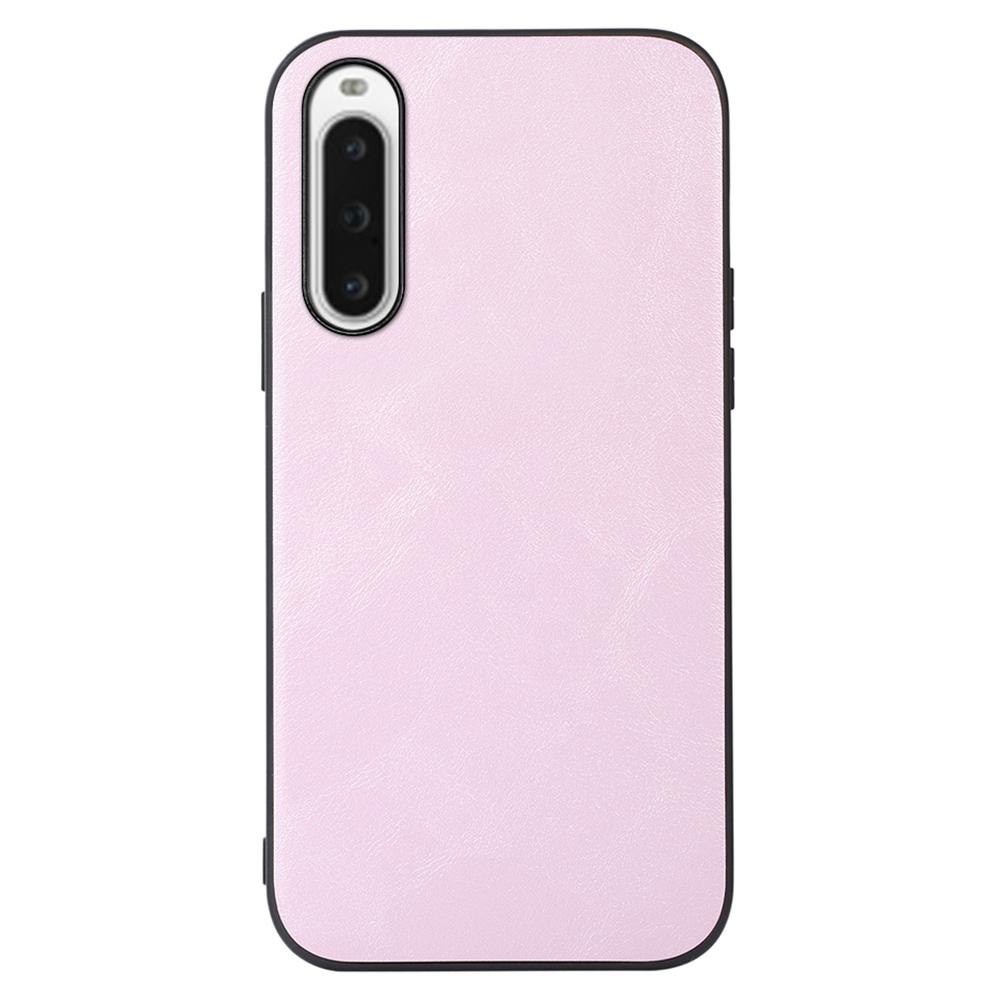 

For Sony Xperia 10 V Leather Coated TPU+PC Phone Case Cowhide Texture Smartphone Cover Pink