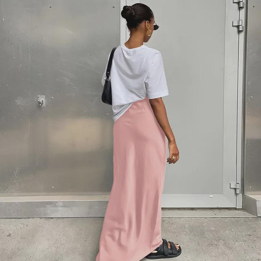 „2024 Frühling/Sommer Damen Casual Satin Seide Rock - Europäischer & Amerikanischer Stil“