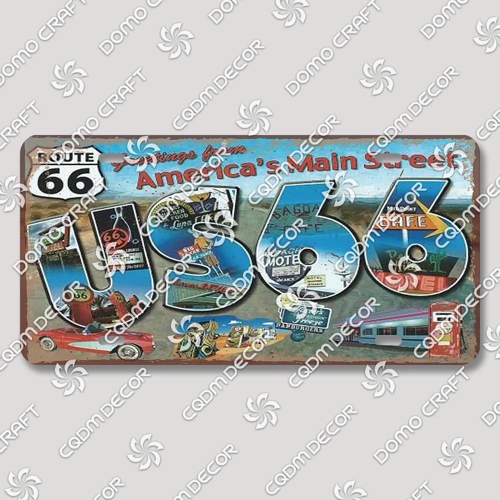 Vintage US Route  Tin Sign Metal Wall Art Decor  Retro Car Poster Plaque for Garage Motel Bar Club Gas Station  Perfect Home Dec