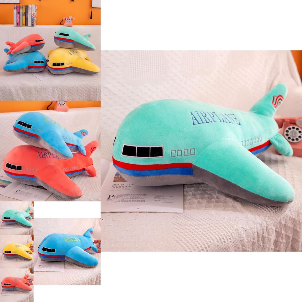 Plush Airplane Toy Soft Crystal Fabric Stuffed Toy Cartoon Airplane Pillow