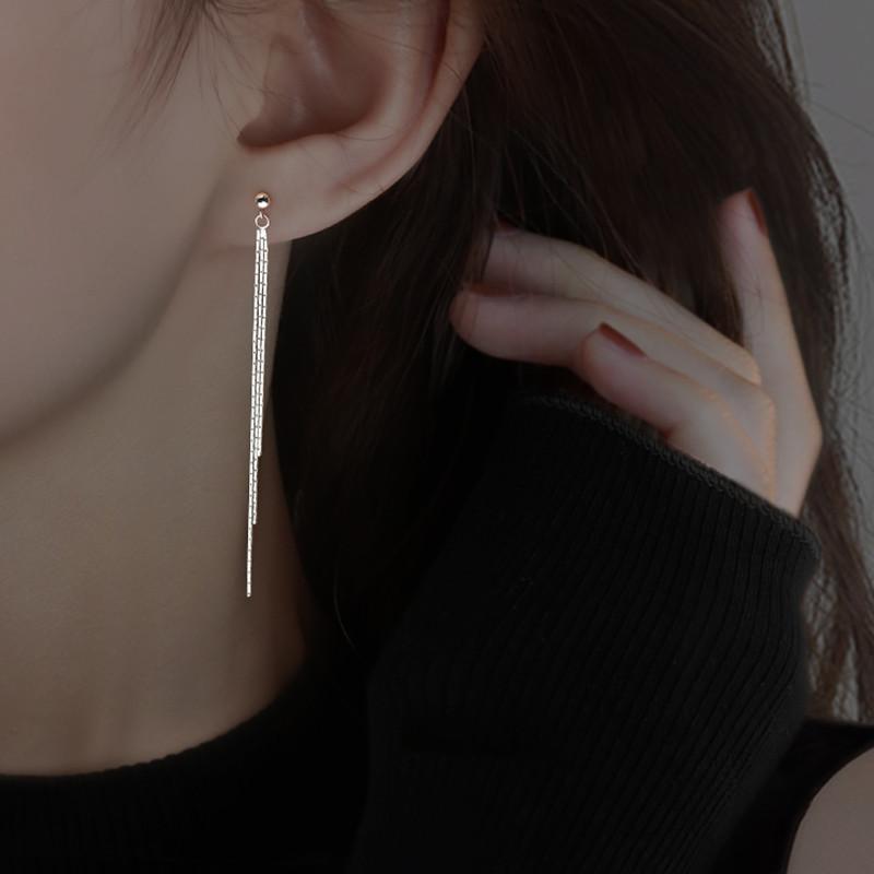 Fangxing Long Line Tassel Earrings for Women, with A Simple, Fashionable, Versatile and Super Fairy Cool Style