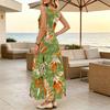 Floral Sleeveless A-Line Maxi Dress,Flowy Lightweight Beach Vacation Dress,Elegant Casual Daily Wear for Women